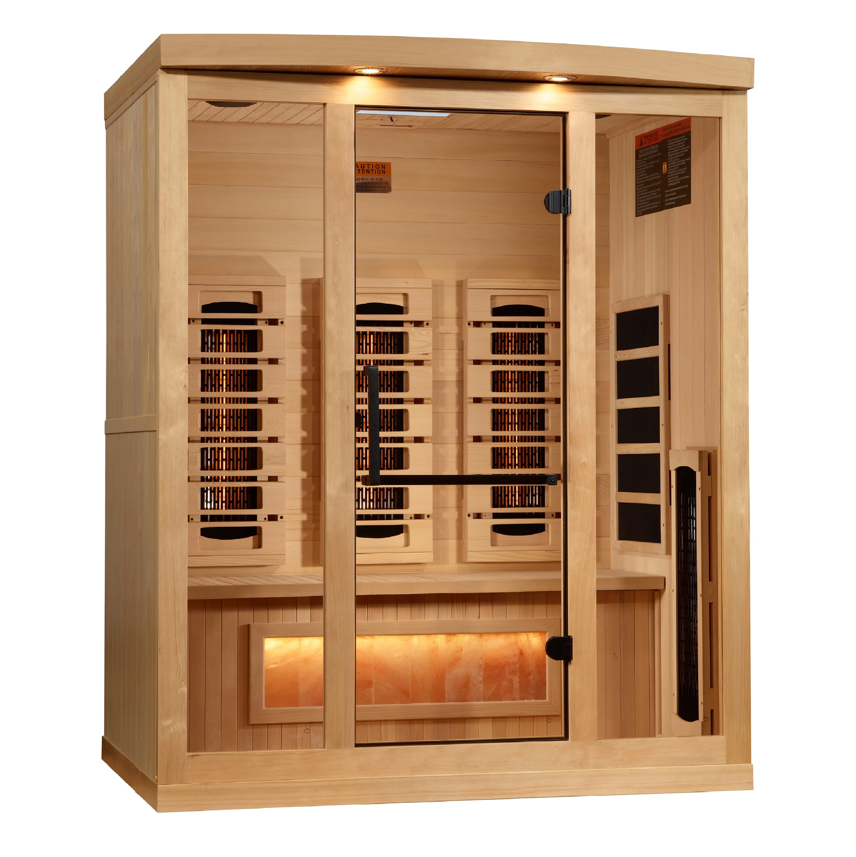 Golden Designs 3-Person Full Spectrum PureTech™ Near Zero (Under 3MG) EMF FAR Infrared Sauna with Himalayan Salt Bar (Canadian Hemlock)