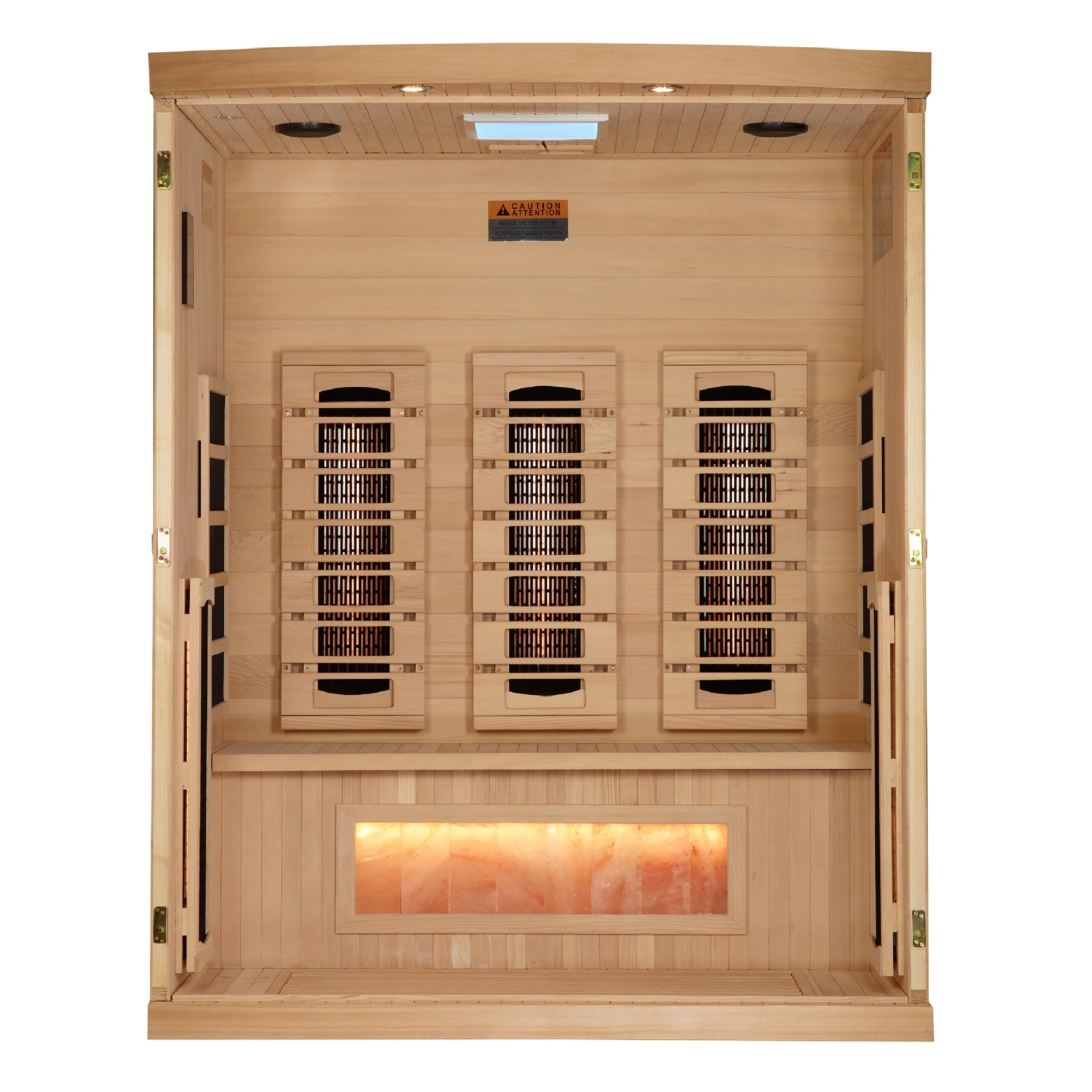 Golden Designs 3-Person Full Spectrum PureTech™ Near Zero (Under 3MG) EMF FAR Infrared Sauna with Himalayan Salt Bar (Canadian Hemlock)