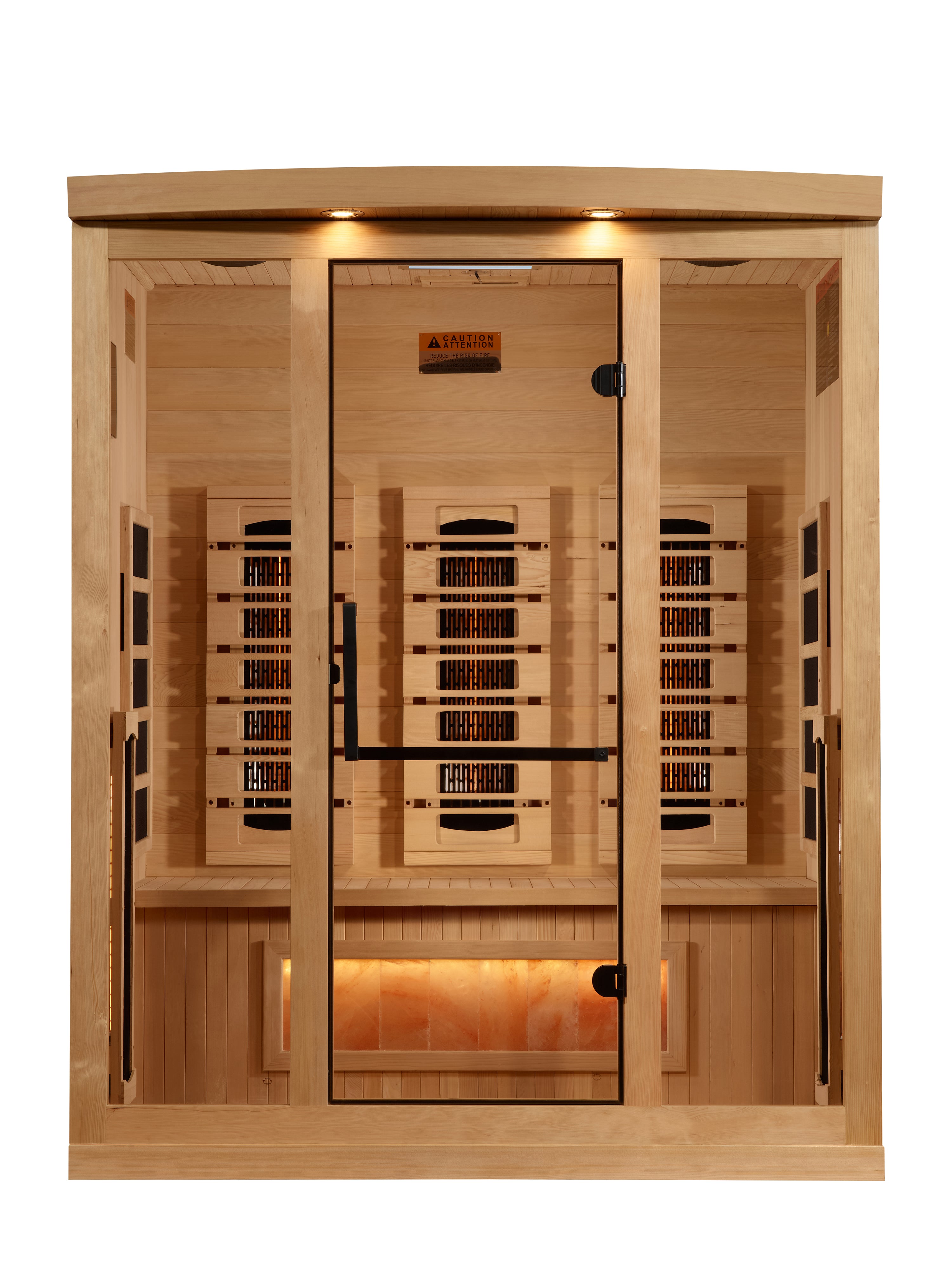 Golden Designs 3-Person Full Spectrum PureTech™ Near Zero (Under 3MG) EMF FAR Infrared Sauna with Himalayan Salt Bar (Canadian Hemlock)