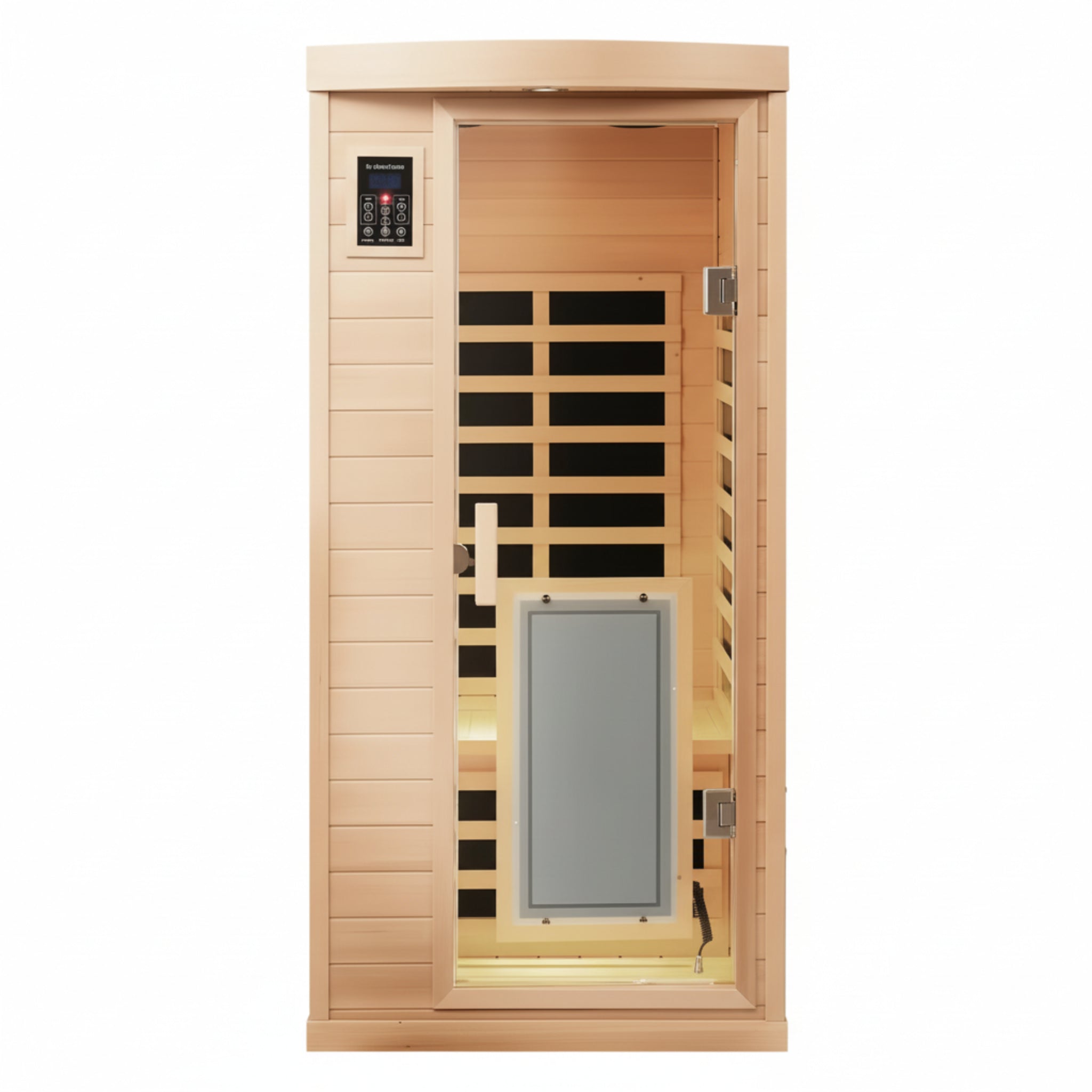 Moray 1-Person Indoor Hemlock Infrared Sauna with 8 Far-Infrared Carbon Crystal Heaters and Chromotherapy