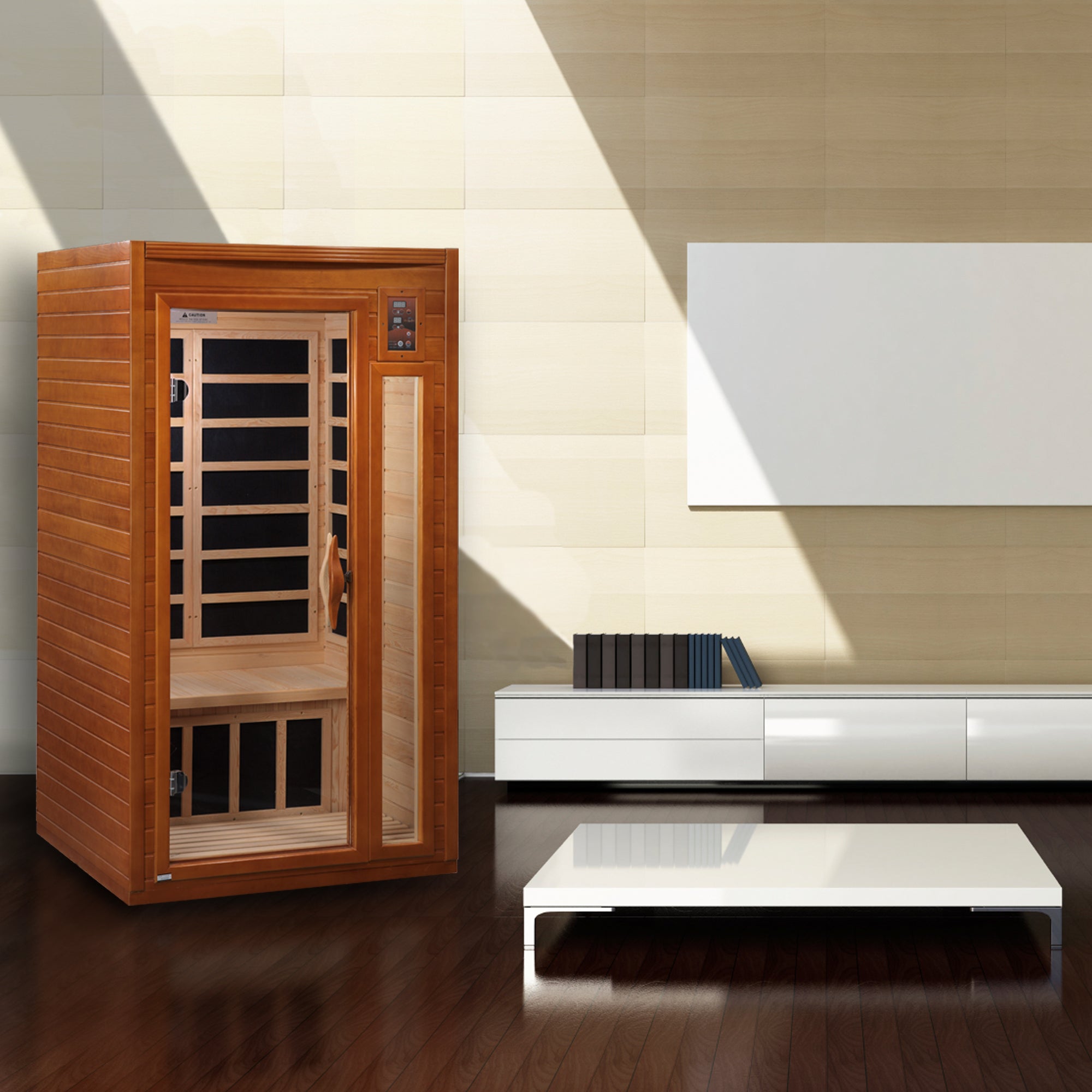 Dynamic Barcelona 1–2 Person Infrared Sauna – 120V Plug & Play (Canadian Hemlock, Low EMF)