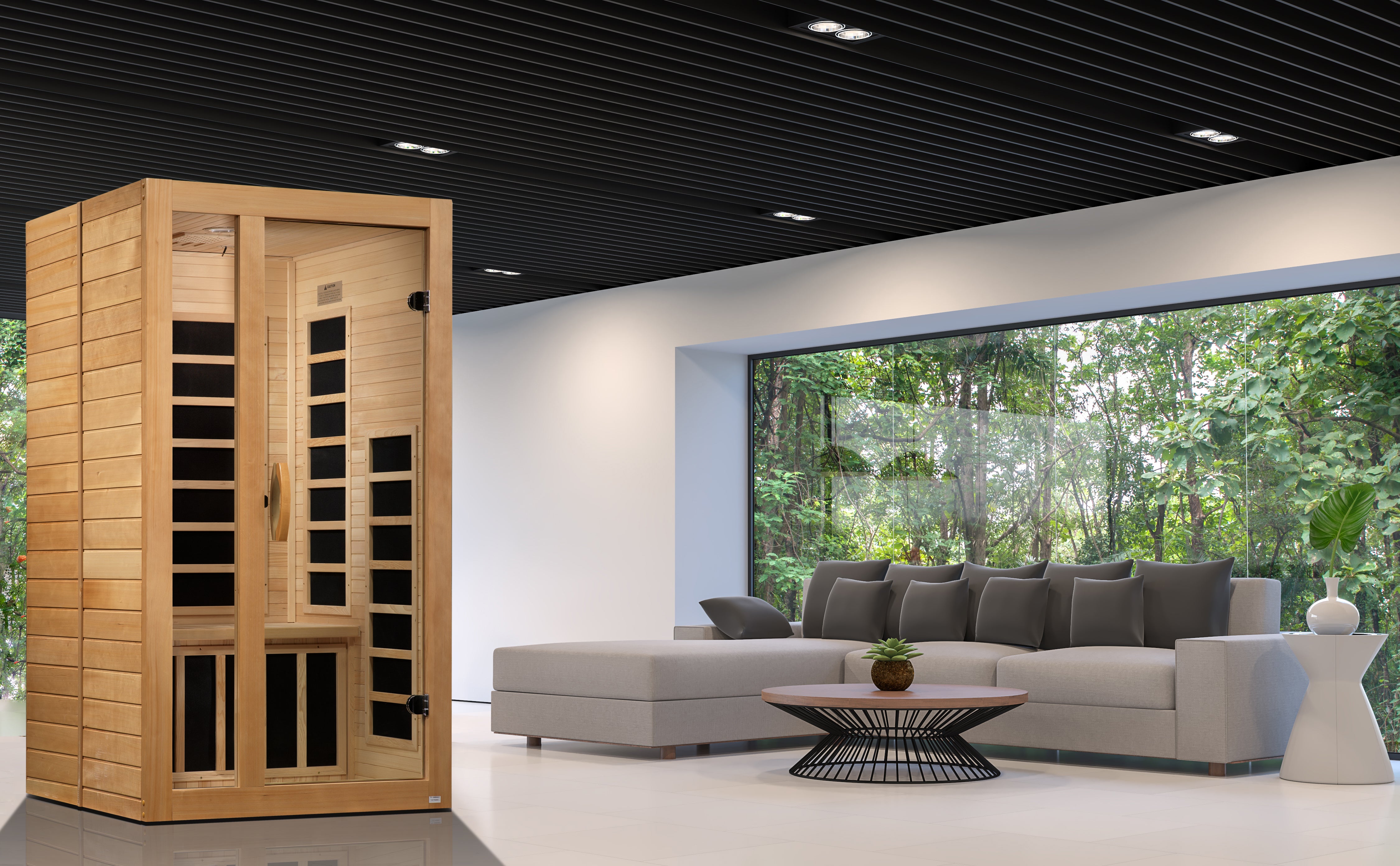 Dynamic Gracia 2 Person Infrared Sauna – Low EMF, 120V Plug &amp; Play (Canadian Hemlock)