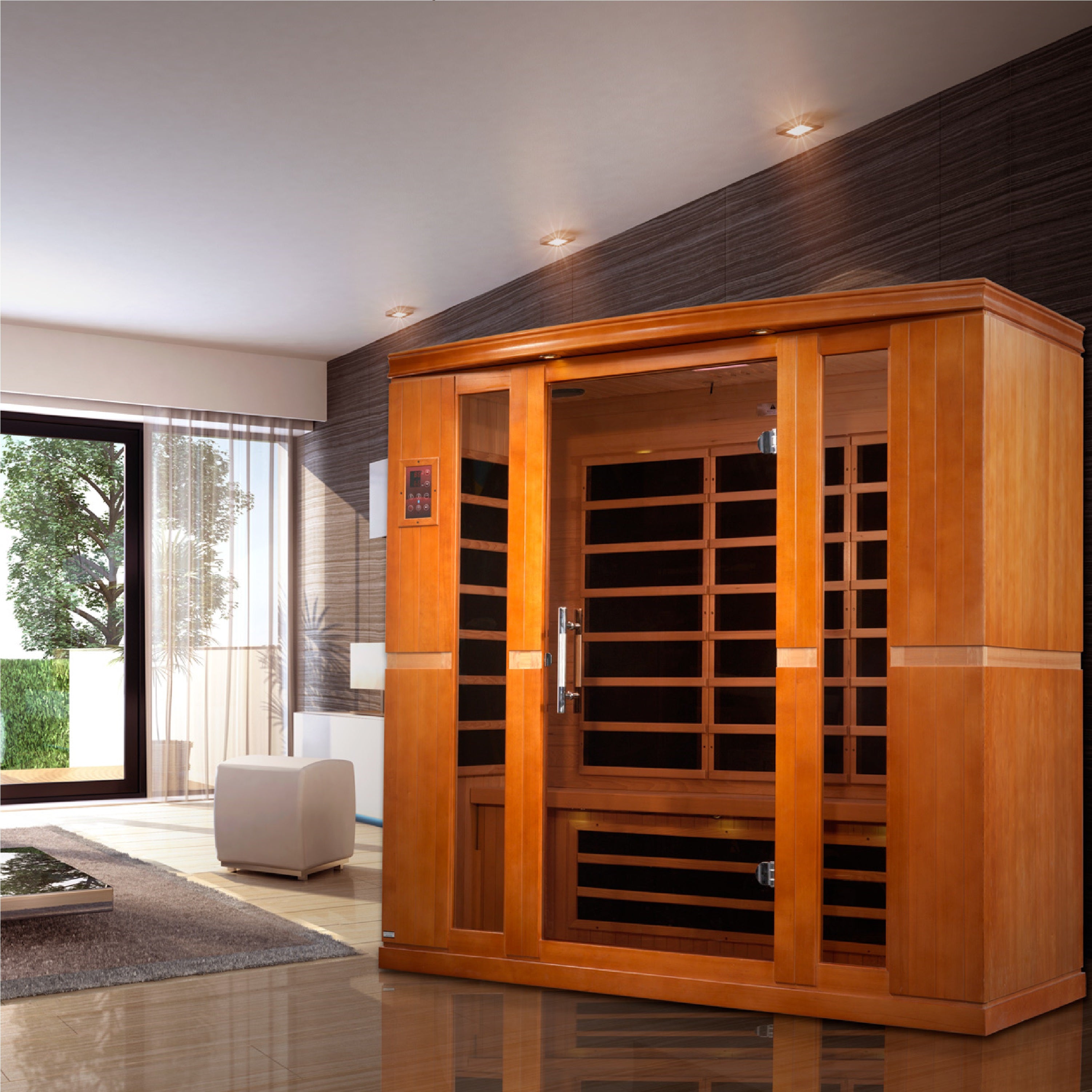 Dynamic Bergamo 4-Person Infrared Sauna – 120V Plug & Play (Canadian Hemlock, Low EMF)