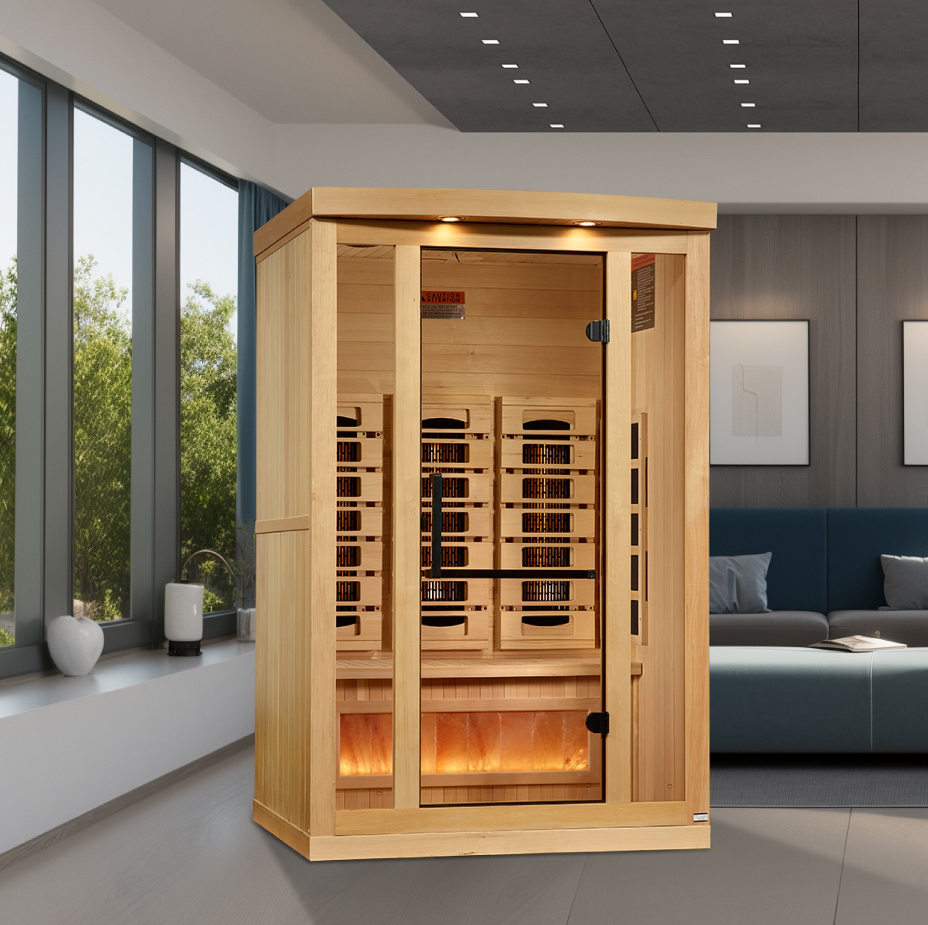 Golden Designs 2-Person Full Spectrum Infrared Sauna – 120V Plug & Play (Canadian Hemlock, Near Zero EMF)