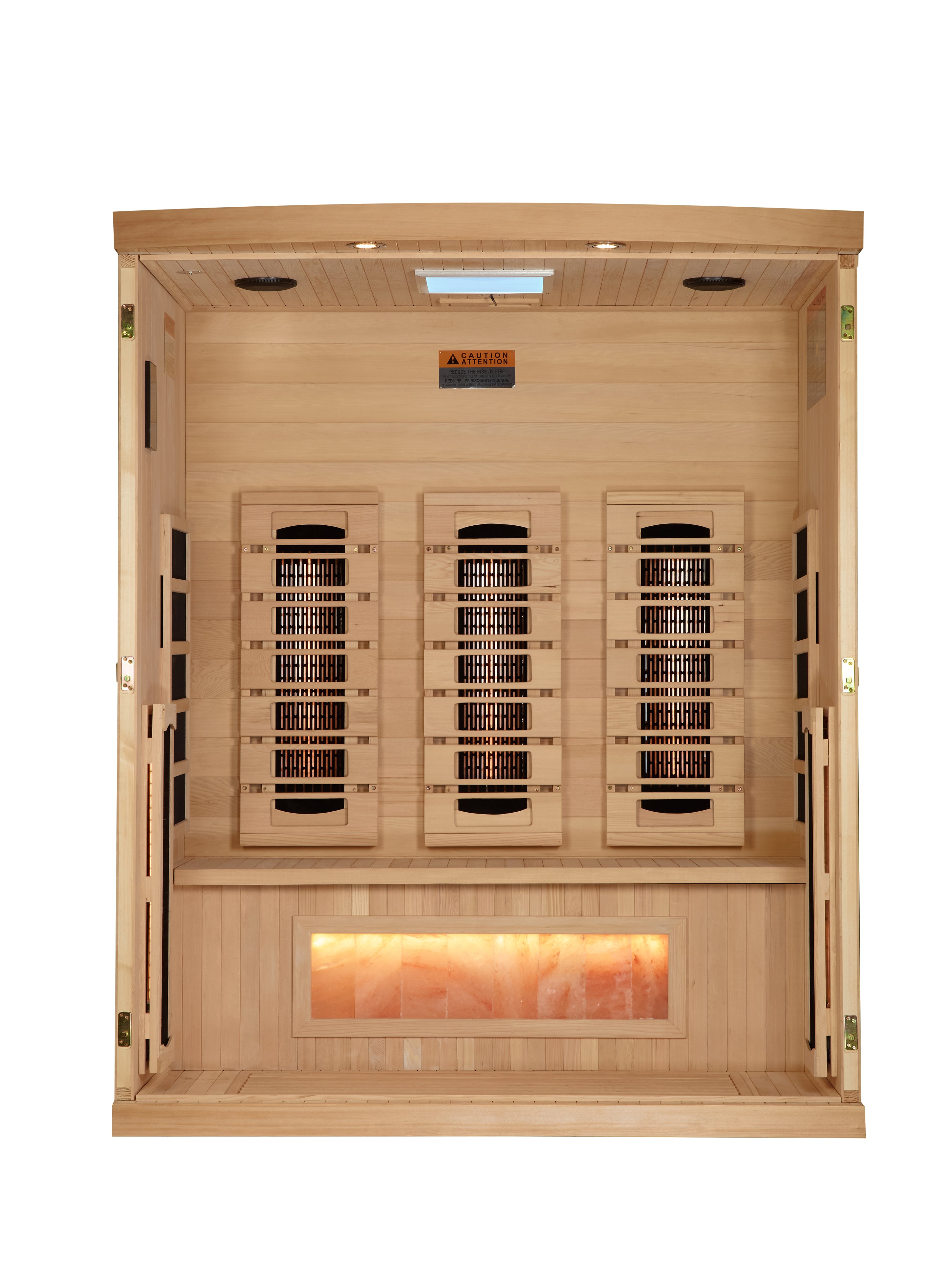 Golden Designs 3-Person Full Spectrum PureTech™ Near Zero (Under 3MG) EMF FAR Infrared Sauna with Himalayan Salt Bar (Canadian Hemlock)