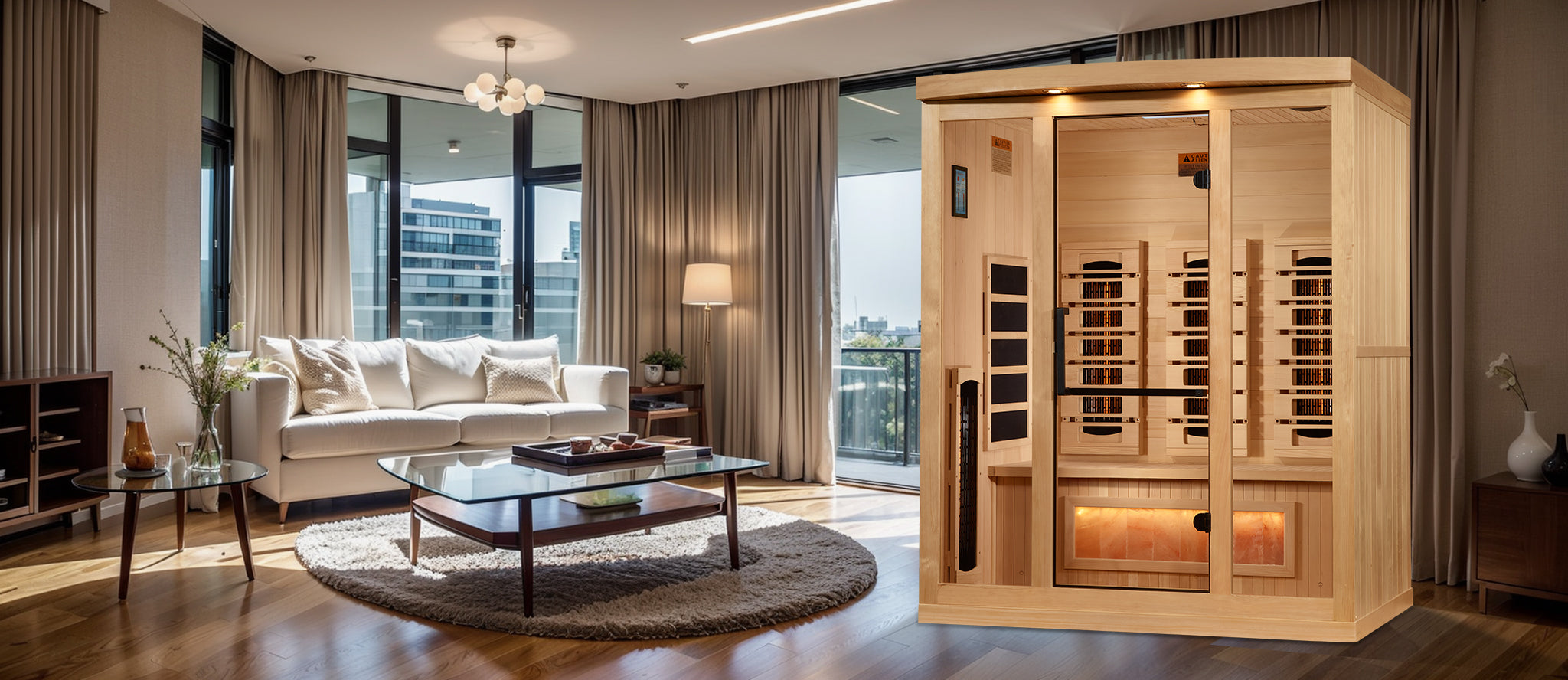Golden Designs 3-Person Full Spectrum PureTech™ Near Zero (Under 3MG) EMF FAR Infrared Sauna with Himalayan Salt Bar (Canadian Hemlock)