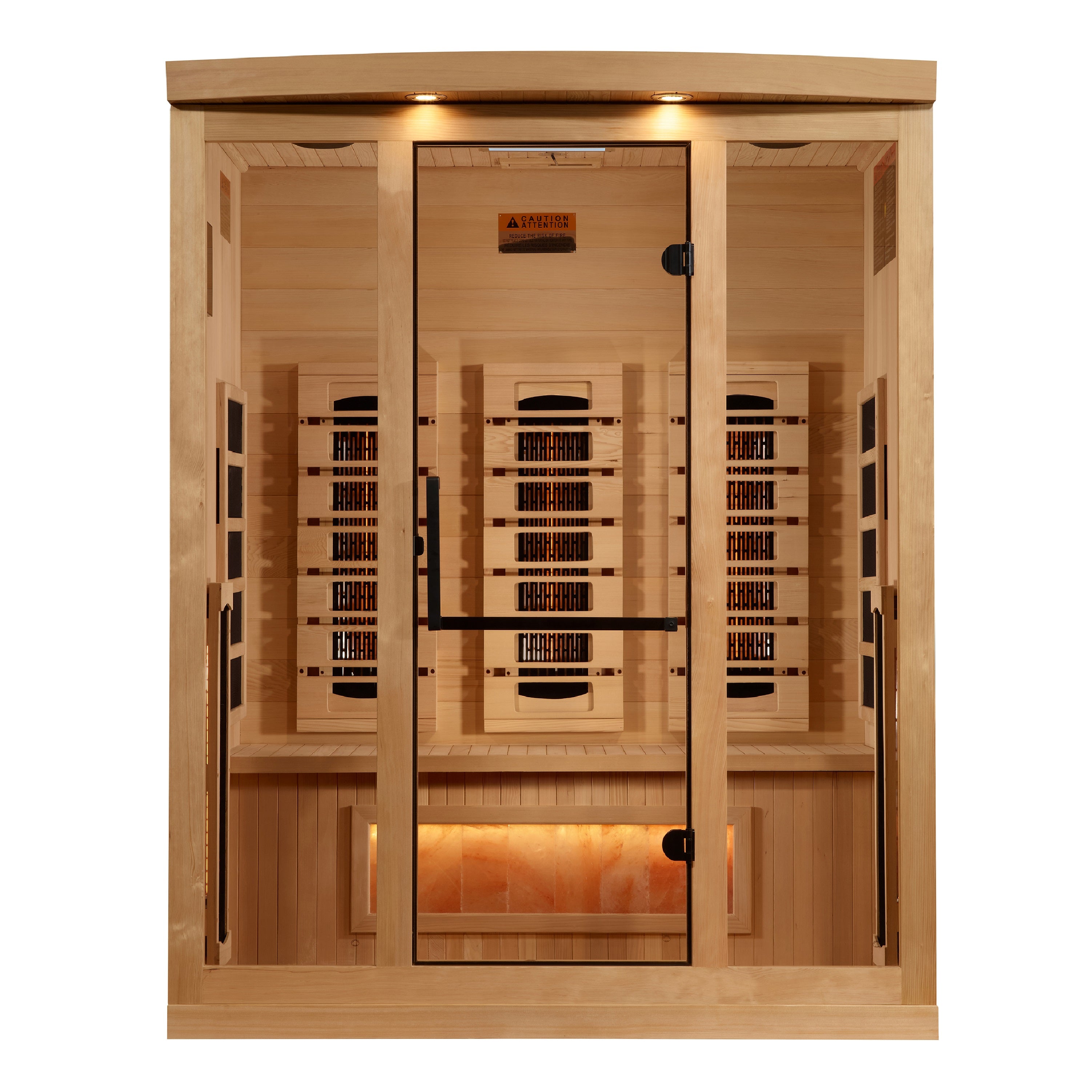 Golden Designs 3-Person Full Spectrum PureTech™ Near Zero (Under 3MG) EMF FAR Infrared Sauna with Himalayan Salt Bar (Canadian Hemlock)