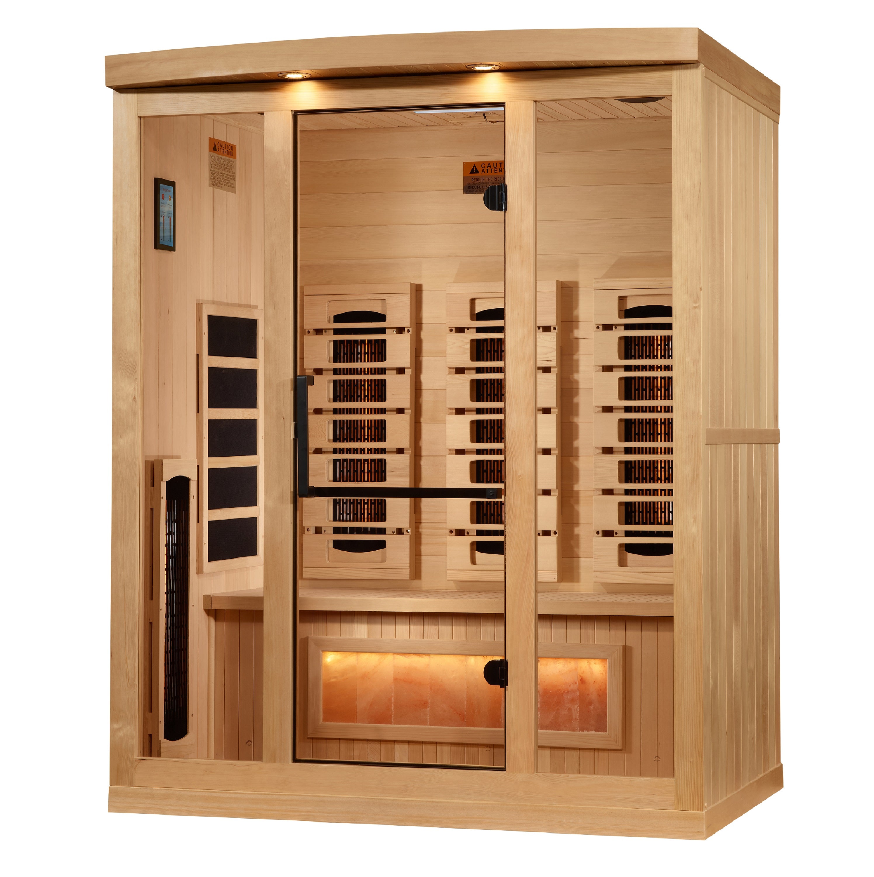 Golden Designs 3-Person Full Spectrum PureTech™ Near Zero (Under 3MG) EMF FAR Infrared Sauna with Himalayan Salt Bar (Canadian Hemlock)