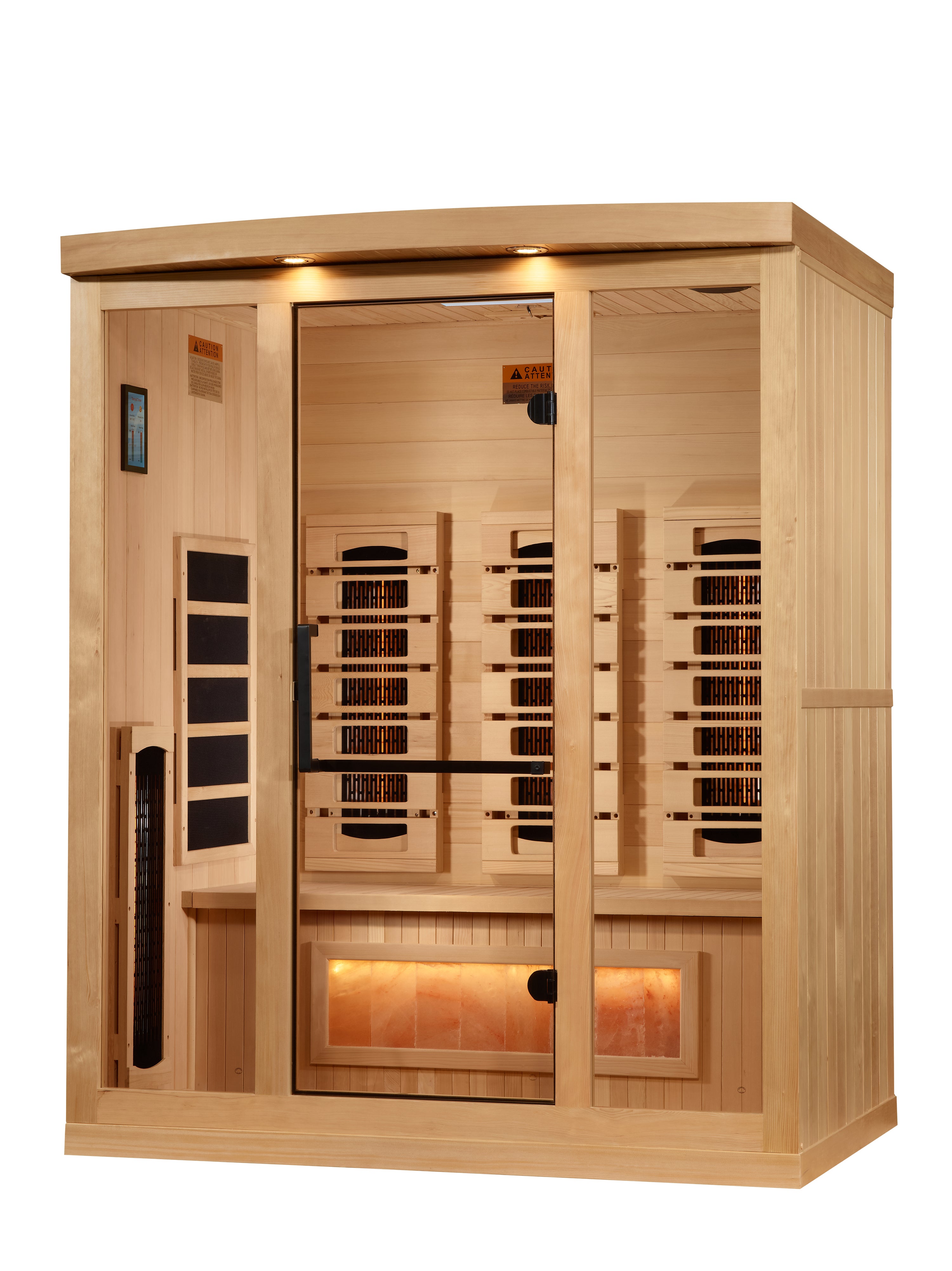 Golden Designs 3-Person Full Spectrum PureTech™ Near Zero (Under 3MG) EMF FAR Infrared Sauna with Himalayan Salt Bar (Canadian Hemlock)