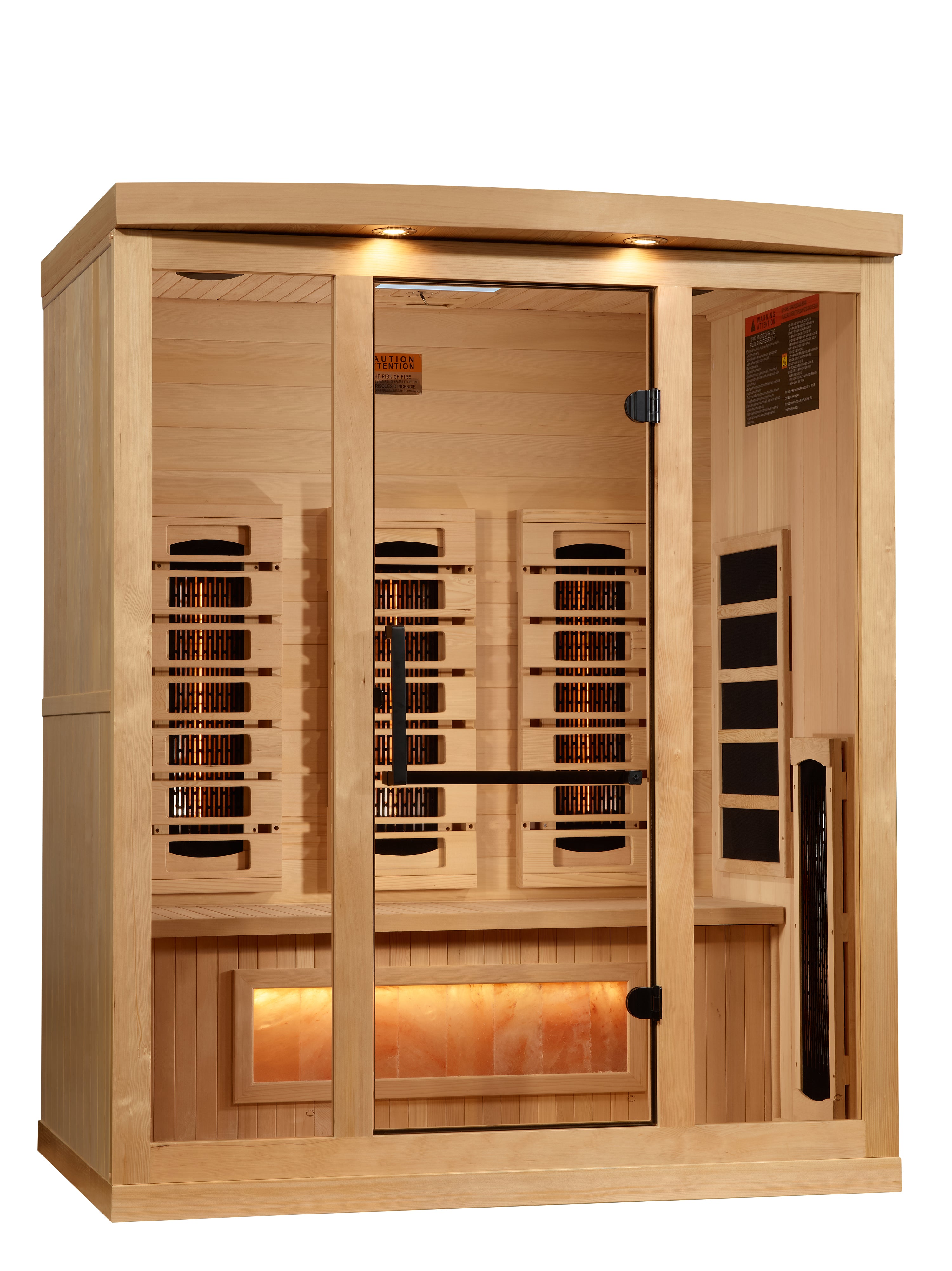 Golden Designs 3-Person Full Spectrum PureTech™ Near Zero (Under 3MG) EMF FAR Infrared Sauna with Himalayan Salt Bar (Canadian Hemlock)