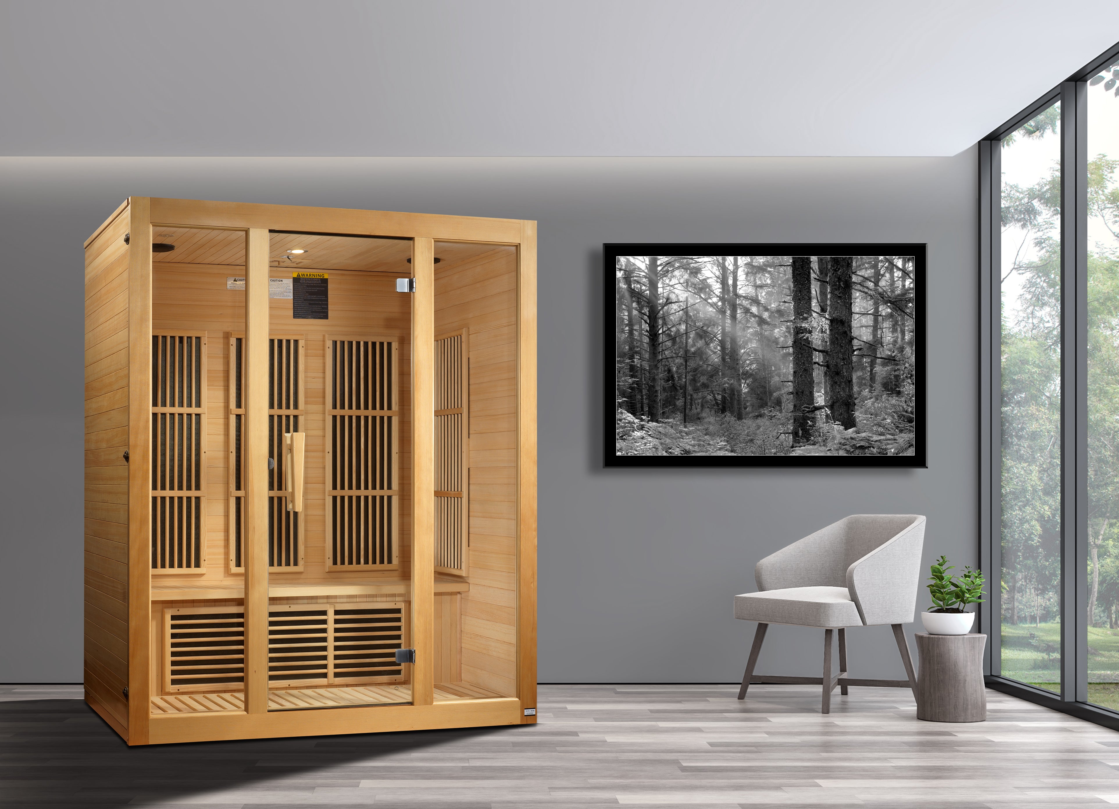 Maxxus Bellevue 3-Person Low EMF (Between 5-10 MG) FAR Infrared Sauna (Canadian Hemlock)