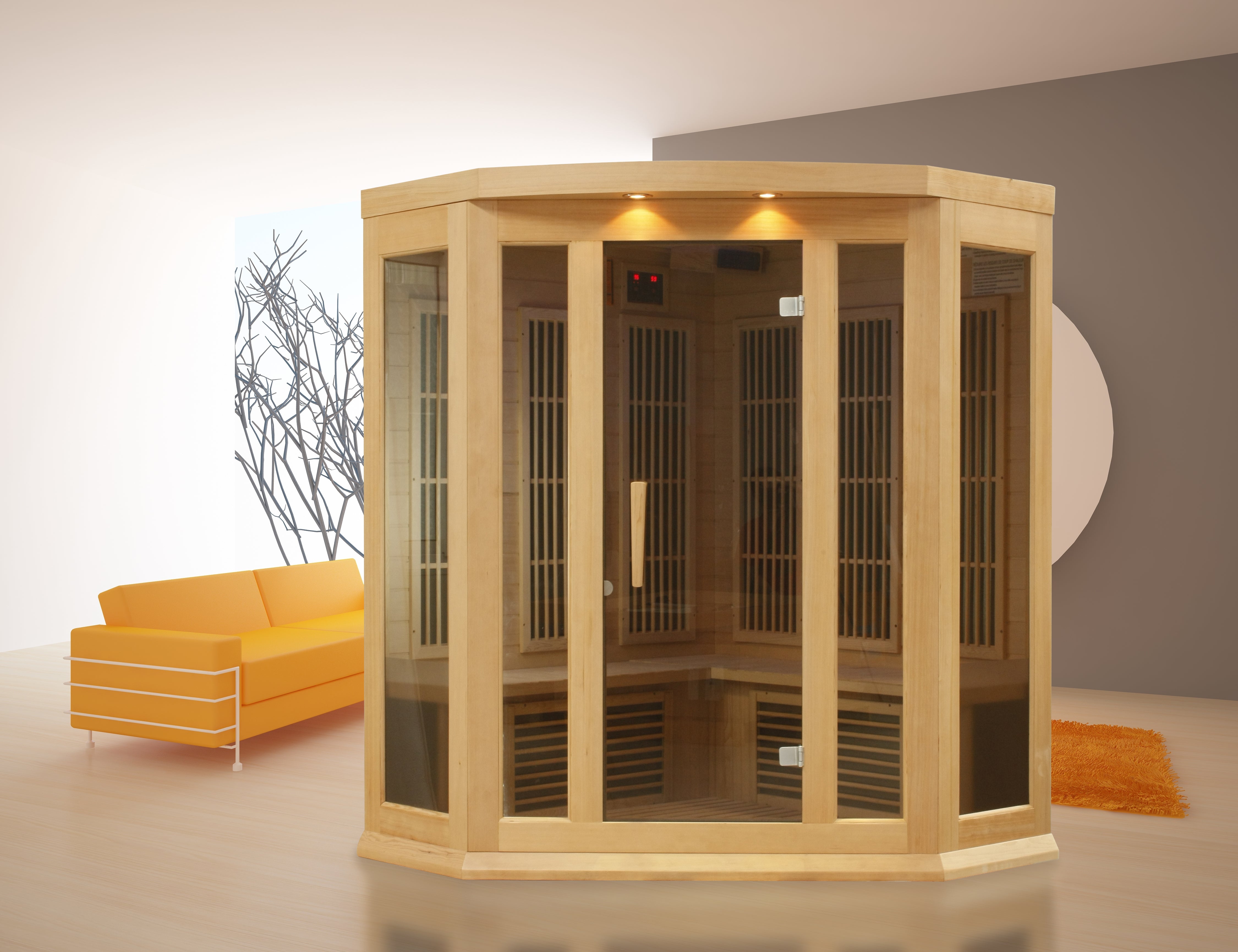 Maxxus 3-Person Corner Low EMF (Between 5-10 MG) FAR Infrared Sauna (Canadian Hemlock)